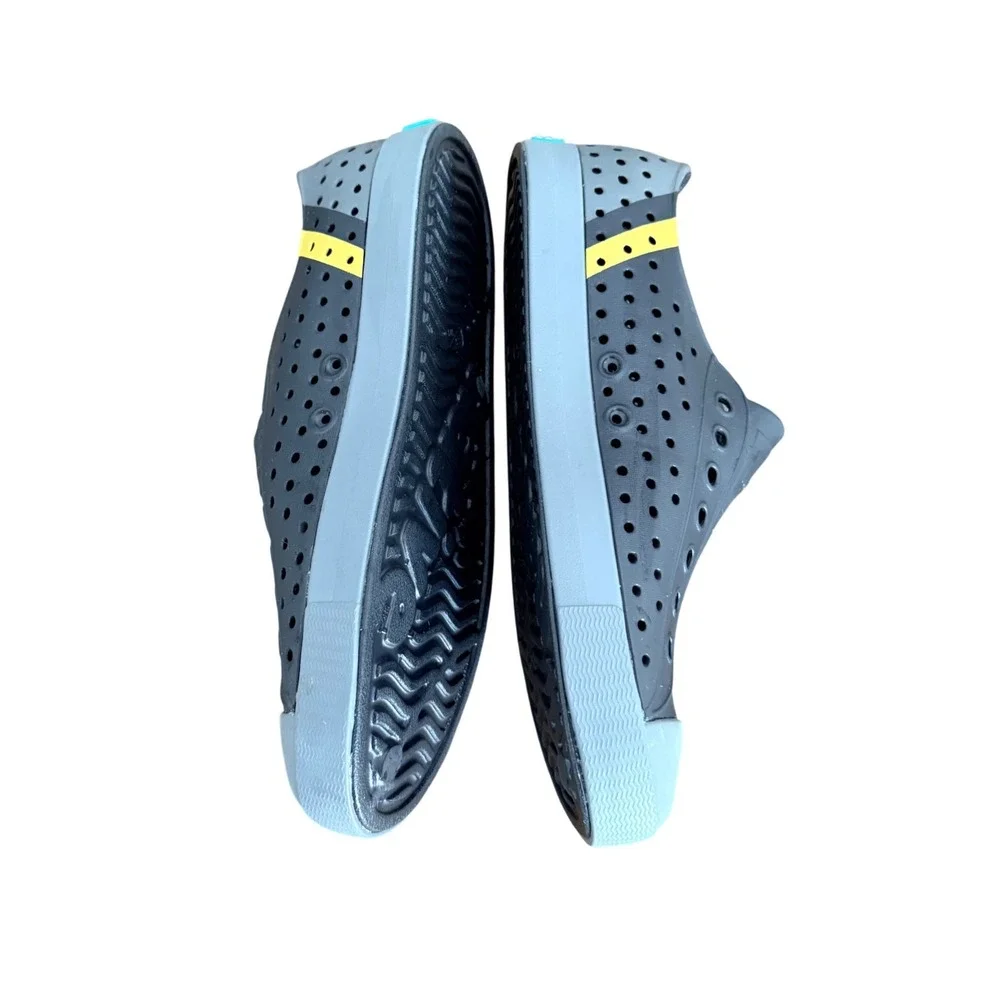 Native Jefferson Grey Black Yellow Stripe Slip On Sneakers‎ Mens 6 Women 8